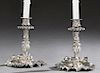 Pair of French Silvered Bronze Candlesticks, early