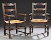 Pair of French Provincial Carved Oak Ladder Back R