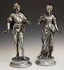 Pair of Silvered Spelter Figures, 19th c., of a co