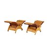 Pair of MCM Style Wood Patio Lounge Chairs