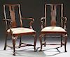 Pair of Queen Anne Style Carved Walnut Armchairs,