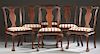 Set of Six Carved Mahogany Chippendale Style Side