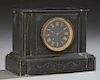 French Black Marble Mantle Clock, c. 1880, time an