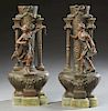 Pair of Large French Art Nouveau Patinated Spelter
