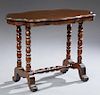 American Victorian Carved Turtle Top Center Table,