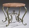 French Wrought Iron Coffee Marble Top Table, early