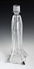 French Crystal Lamp, 20th c., of tapering lobed sq