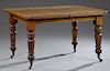 English Carved Oak Crank Dining Table, c. 1910, th
