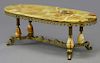 Oval Onyx and Brass Coffee Table, 20th c., the ste