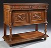 French Henri II Style Carved Walnut Marble Top Ser