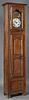French Carved Oak Tall Case Clock, 19th c., the st
