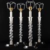 Group of Four Glass Candlestick Lamps