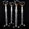 Group of Four Glass Candlestick Lamps
