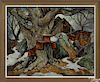 William Lester Stevens (American 1888-1969), oil on board winter landscape with a farmhouse