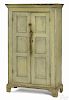 Painted pine wall cupboard, 19th c., retaining a later ochre surface, 67 3/4'' h., 38 1/4'' w.