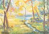 Ernest Fiene Watercolor Painting, Landscape