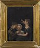 Oil on panel portrait of three children blowing bubbles, early 19th c., identified verso
