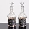 Pair of Christofle Glass Cruet Bottles with Silverplate Holders