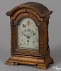 Pennsylvania tiger maple shelf clock, late 18th c., with a later key wind-up movement
