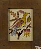 Pennsylvania ink and watercolor fraktur of a bird, 19th c., 4 3/4'' x 3 1/2''.