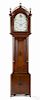 New England Federal mahogany tall case clock, ca. 1810, with an eight-day movement