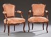 Pair of Louis XV Style Carved Walnut Fauteuils, ea