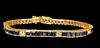 18K Gold 50 Baguette Sapphires & Diamond Tennis Bracelet 