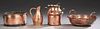 Group of Five French Copper Kitchen Items, 19th c.