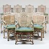 Set of Twelve Regence Style Painted and Caned Dining Chairs
