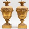 Pair of English Giltwood Urn-Form Lamps