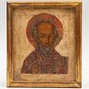 Russian Polychromed Icon of a Saint 