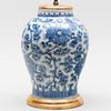 Chinese Blue and White Porcelain Jar Mounted as a Lamp