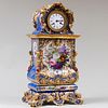 Jacob Petit Blue Ground Porcelain Clock on Fixed Stand
