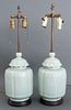 Chinese Celadon Porcelain Table Lamps, 2