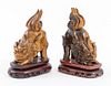 Chinese Carved Tiger's Eye Foo Lions, Pair