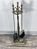 BRASS FIREPLACE TOOLS IN STAND 