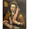 16/17th Century Bologna Oil Painting "Cimmerian Sibyl" Laid on Canvas and Stretched on Frame