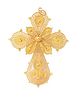 Handmade 18k Yellow Gold Filigree Cross Pendant