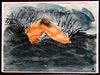 Jody Pinto, Orange Leg Landscape, Watercolor, gouache, graphite, crayon on paper