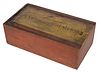 AMERICAN ASTRONOMICAL PAINTED PINE SLIDE-LID BOX WITH MAGIC LANTERN SLIDES