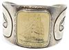 Heavy Sterling Cuff Bracelet w/ Etched Scrimshaw