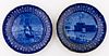 STAFFORDSHIRE AMERICAN / NAUTICAL VIEW TRANSFER-PRINTED CERAMIC CUP PLATES, LOT OF TWO