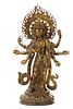 Large Chinese Gilt Bronze Standing Guanyin Figure