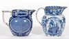 STAFFORDSHIRE AMERICAN HISTORICAL TRANSFER-PRINTED CERAMIC JUGS / PITCHERS, LOT OF TWO