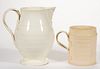 ENGLISH CREAMWARE CERAMIC DRINKING ARTICLES, LOT OF TWO