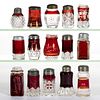 ASSORTED EAPG - RUBY-STAINED SALT AND PEPPER SHAKERS, LOT OF 15
