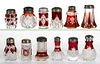 ASSORTED EAPG - RUBY-STAINED SALT AND PEPPER SHAKERS, LOT OF 12