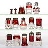 ASSORTED EAPG - RUBY-STAINED SALT AND PEPPER SHAKERS, LOT OF 15
