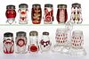 ASSORTED EAPG - RUBY-STAINED SALT AND PEPPER SHAKERS, LOT OF 11
