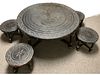 United States Marine Corps EGA Emblem Hand Tooled Leather Top Table and 4 Compass Points Stools